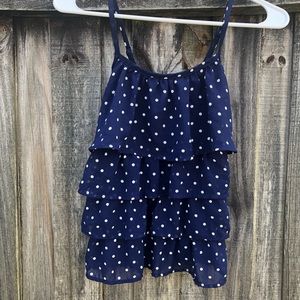 Blue Polka Dot Ruffle Shirt